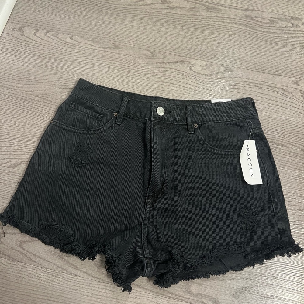 PacSun Black Jean Shorts Distressed High-Waisted